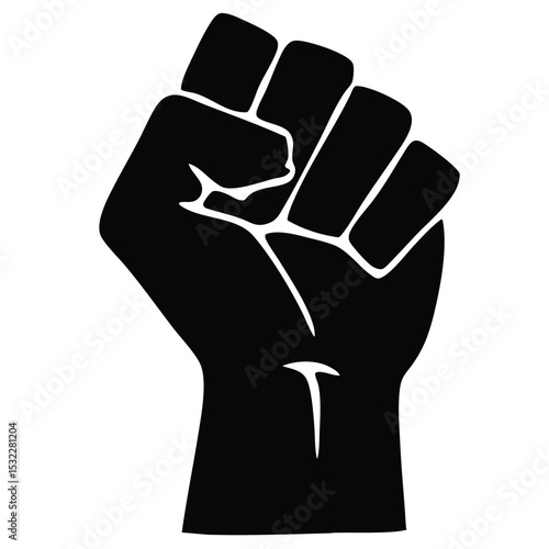 Powerful Black Raised Fist Symbolizing Strength, Unity, and Protest