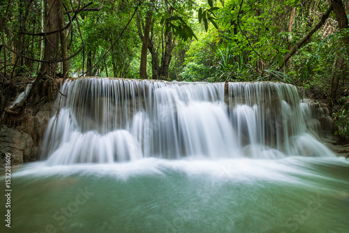 Tranquil jungle waterfall at Huay Mae Khamin National Park, Kanchanaburi, Thailand