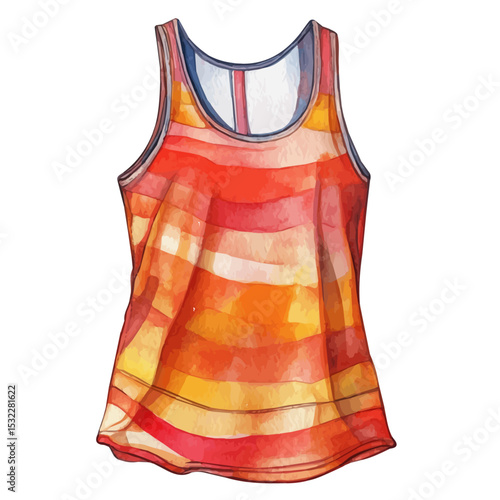 Tank Top, watercolor drawing vector, isolated on a white background.