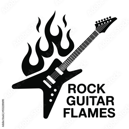 Fiery rock guitar flames design