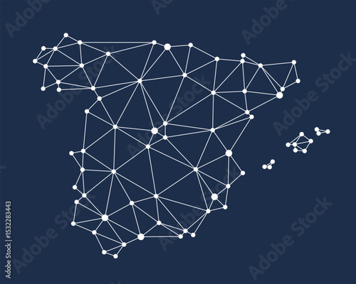 Spain map. Abstract geometric map - connection dots mesh lines.