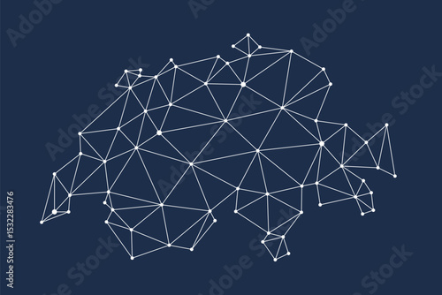 Switzerland map. Abstract geometric map - connection dots grid lines.