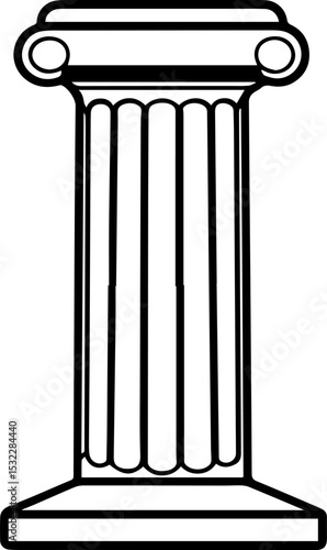 Greek ionic column outline vector illustration line art