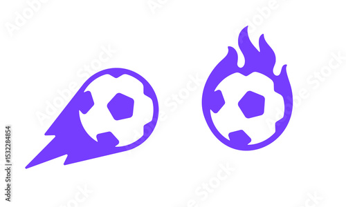 Dynamic vector logo featuring a flaming and speeding soccer ball, perfect for sports teams, apps, tournaments, or esports branding.