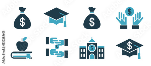 Education Funding Icons Money for Tuition and Learning
