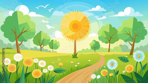 summer landscape with flowers