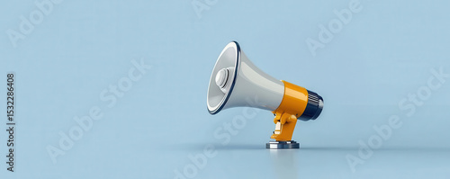 Megaphone with social media icons around it, representing digital marketing and communication.