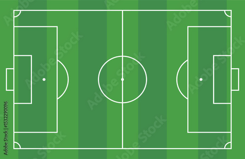 Top view of the football field. Soccer field vector illustration.