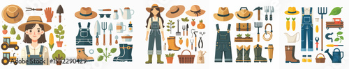 vector set of farmer accessories
