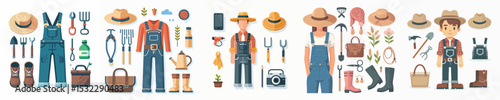 vector set of farmer accessories