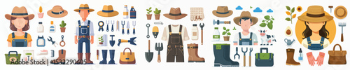 vector set of farmer accessories