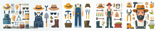 vector set of farmer accessories