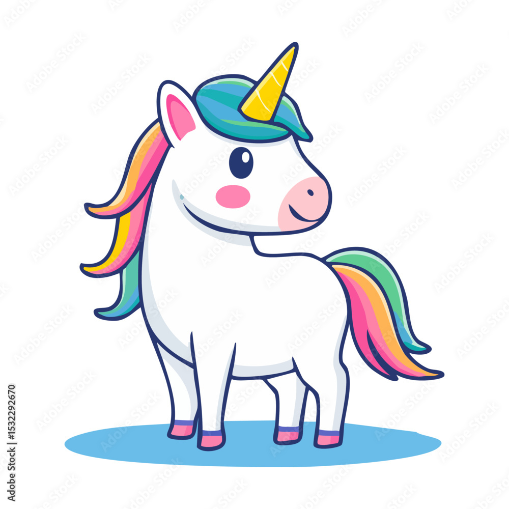 Naklejka premium Cute unicorn illustration, children artworks, fashion graphic, wallpaper and greeting card designs. Cute Magical Unicorn Clipart Baby Girl Newborn Nursery