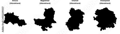 Almora, Bageshwar, Chamoli, Champawat outline maps