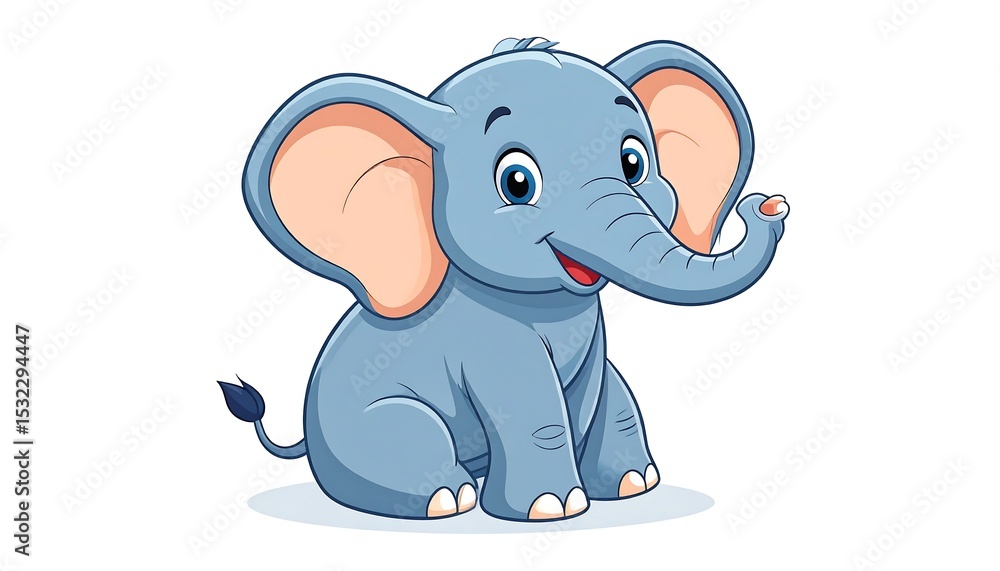 Fototapeta premium Adorable Baby Elephant Illustration Cute Cartoon Animal Design