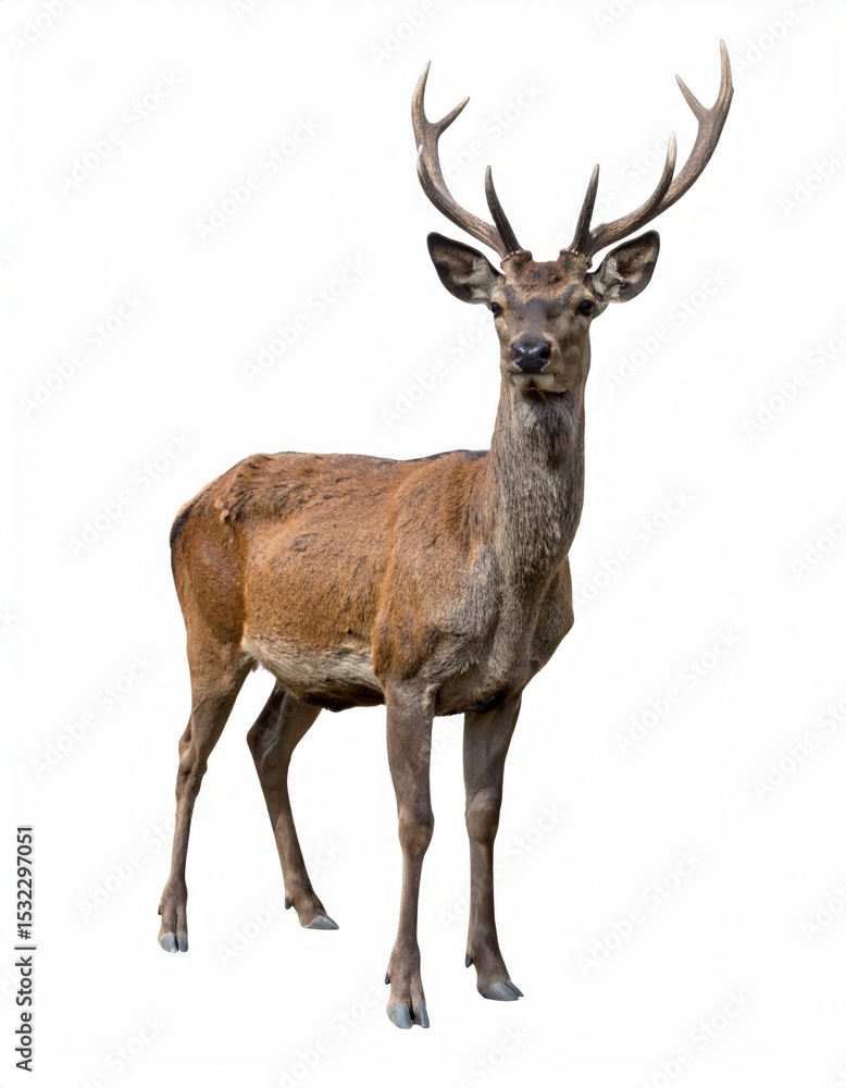 Obraz premium Wild deer over white background, no shadow