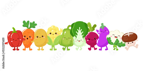 Cute colorful cartoon vegetables character for kids 