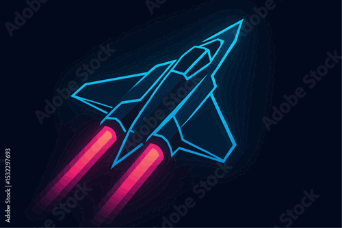 Futuristic Fighter Jet Neon Lines, Speed, and Technology