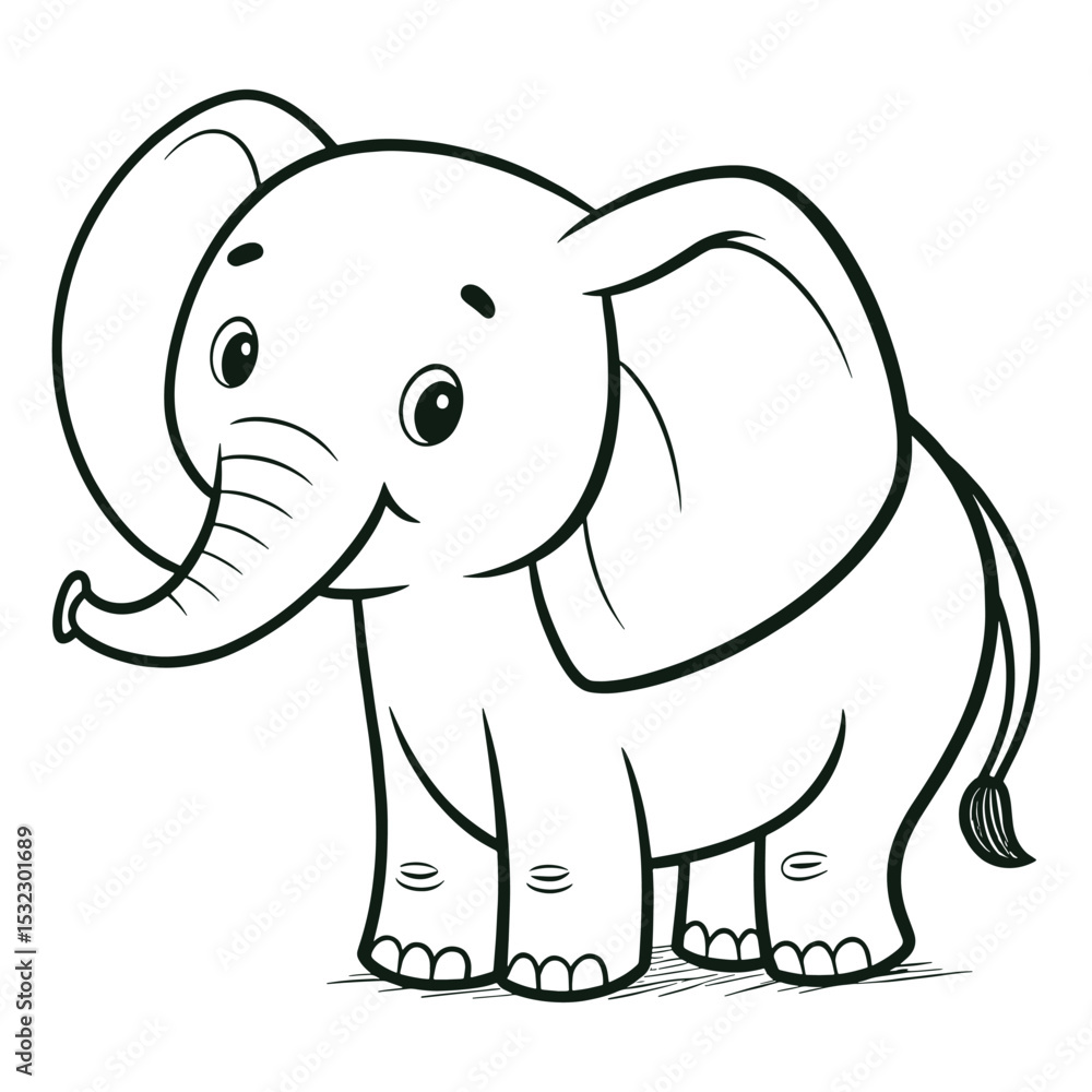 Cute Cartoon Elephant Line Art Illustration Adorable Elephant Drawing for Coloring Book
Cute Cartoon Elephant Line Art Illustration Adorable Elephant Drawing for Coloring Book