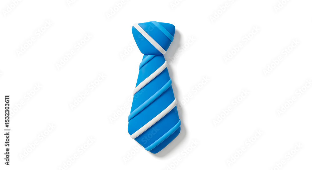 Obraz premium Blue Striped Necktie Isolated on White Background 