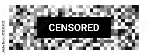 Censor pixel sign bar icon. Censorship square sign. Censor blur checkered texture symbol