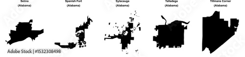 Selma, Spanish Fort, Sylacauga, Talladega, Tillmans Corner outline maps
