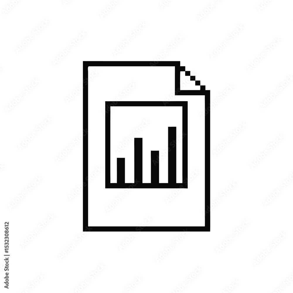 Pixel-art document icon showing a bar graph representing data analysis Pixel-art document icon showing a bar graph representing data analysis