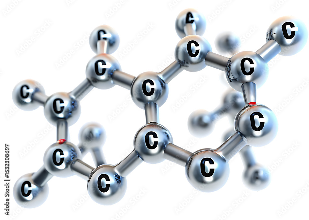 Fototapeta premium Complex carbon molecular structure isolated on a white background