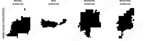 Brawley, Brea, Brentwood, Buena Park outline maps