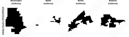 Bloomington, Blythe, Bonita, Bostonia outline maps