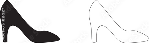 Classic pumps with heels. Vector silhouette.