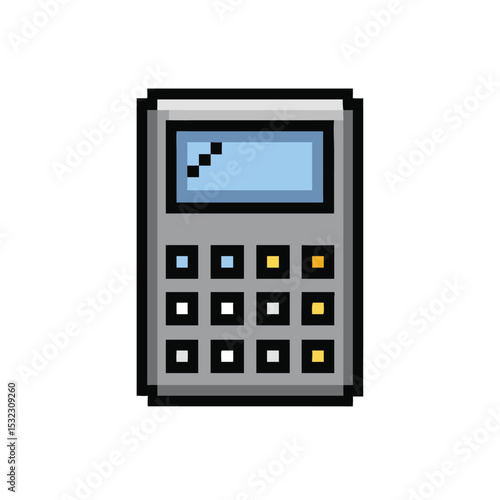 Retro pixel-art calculator 8-bit digital device