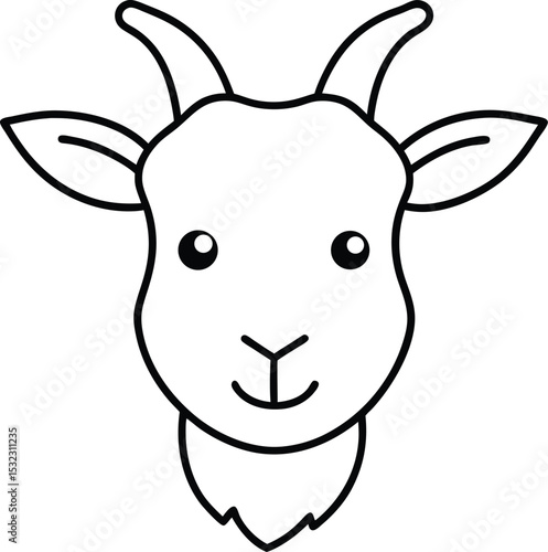billy goat head icon line art vector illustration on transparent background