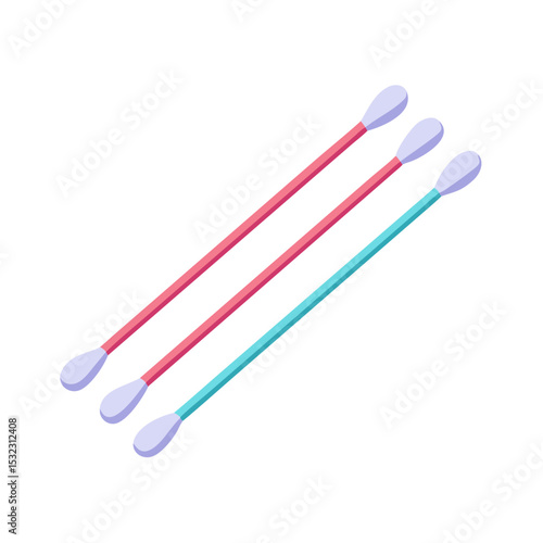 Vector illustration of cotton swabs, isolated on white background