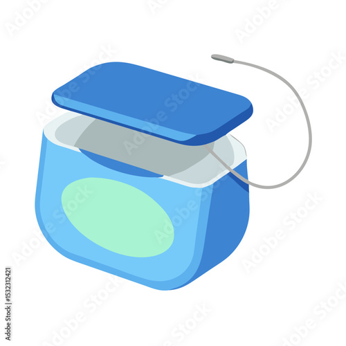 Vector illustration of dental floss container, isolated on white background