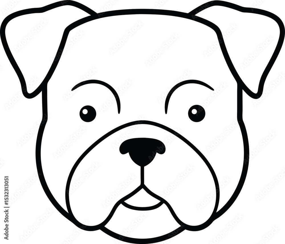 Obraz premium bulldog head icon line art vector illustration on transparent background