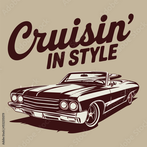 Vintage Retro Car Vector Illustration in Classic Style and Vintage t-shirt design 