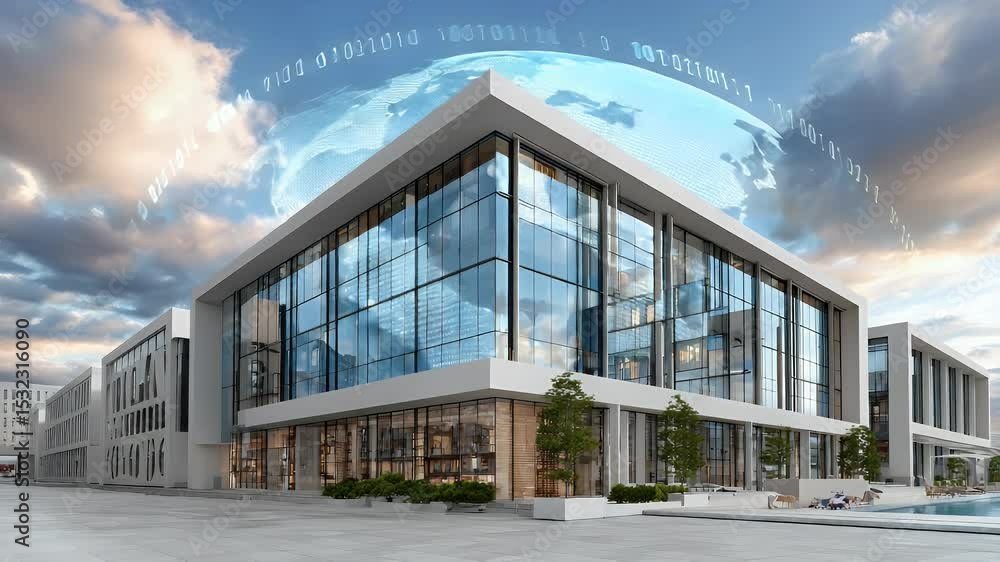Modern office complex exterior view Modern office complex exterior view