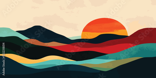 Abstract Mountain Landscape at Sunset (1)