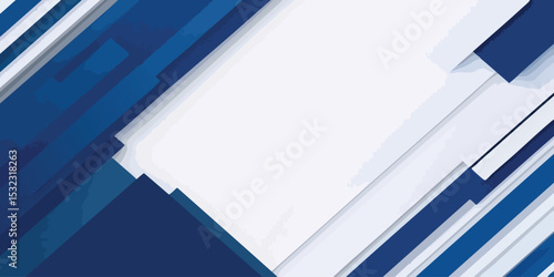 Abstract geometric design with diagonal lines and shapes in shades of blue and white