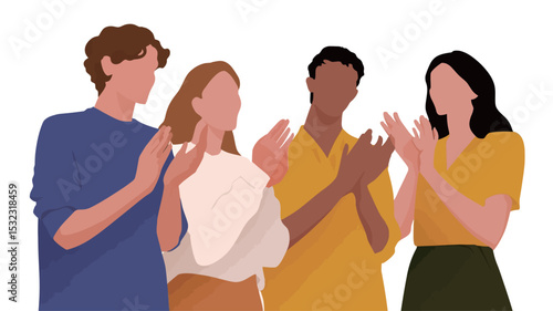A group of diverse people are clapping.
