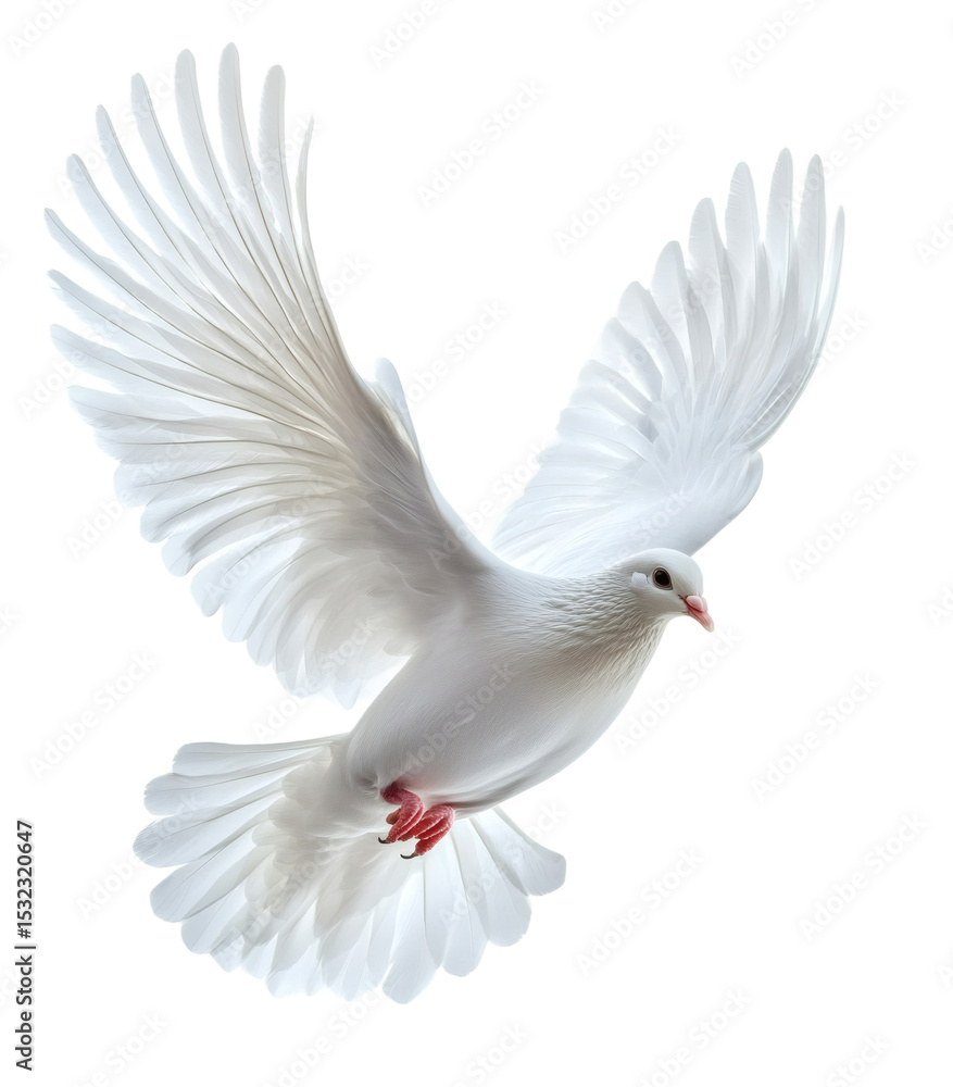Fototapeta premium [Transparent Background PNG]White Dove in Flight Against a White Background