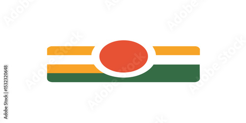 Horizontal graphic with orange, red, and green bands