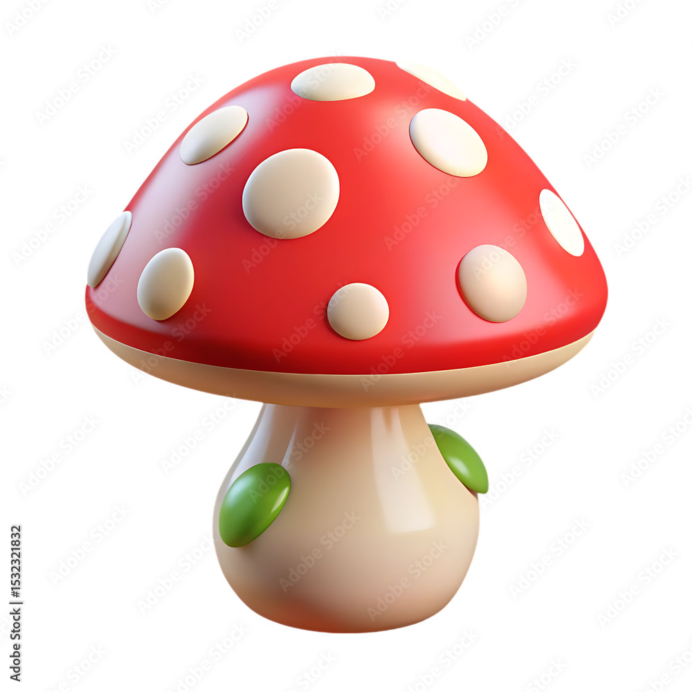 Cartoon red mushroom with white spots isolated on transparent background Cartoon red mushroom with white spots isolated on transparent background