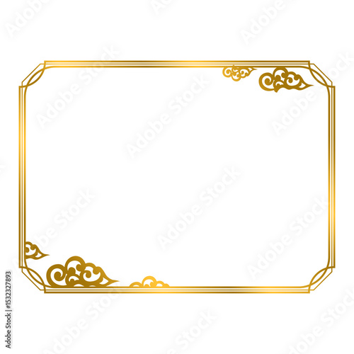 gold rectangle decorative border frame with cloud element .eps