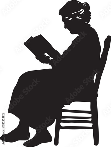 illustration of a woman reading a book