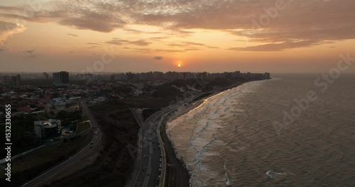 Wallpaper Mural Highways And Coastline Of Sao Luis City At Sunset In Brazil. - aerial shot Torontodigital.ca