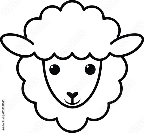 ewe head icon line art vector illustration on transparent background