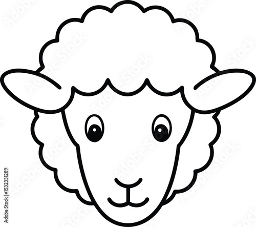 ewe head icon line art vector illustration on transparent background