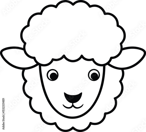 ewe head icon line art vector illustration on transparent background
